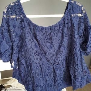 New navy blue floral blouse